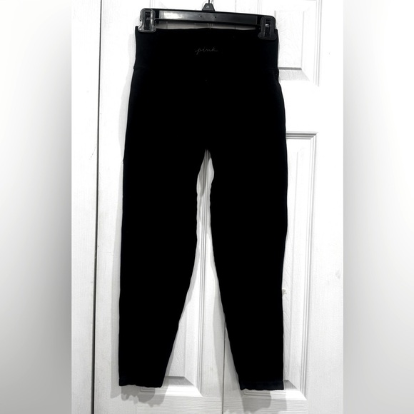 Pink by Victoria's Secret black striped texture stretch leggings size M - Picture 1 of 8